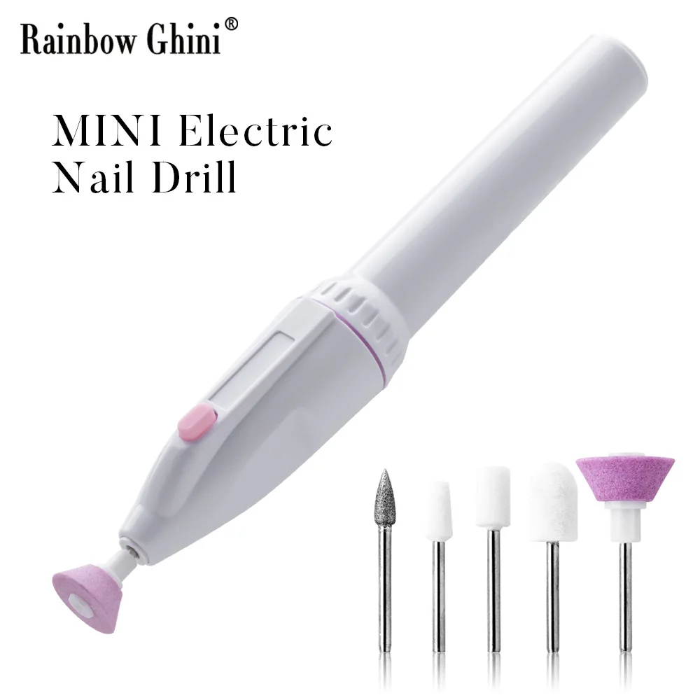 5 in 1 Mini Electric Nail Drill Kit Battery Nail Art Nail Trimming Portable Nail File Professional Household Nail Beauty Tool