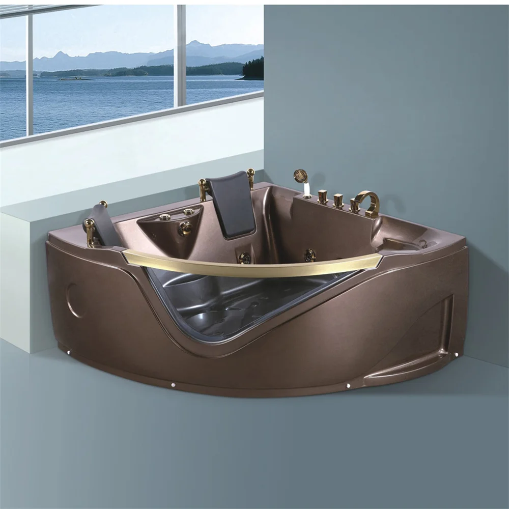 Modern Design Indoor Soaking Whirlpool Jet Bathtub Massage Bathtub Gold Fittings Freestanding Acrylic Bathroom Spa Tubs