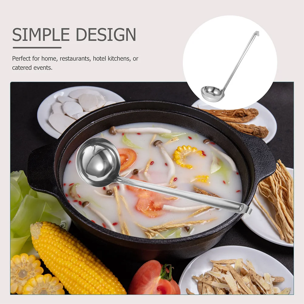 

2Pcs Ladle Spoons Stainless Steel Soup Serving Set Compact Sturdy Design for Stirring Gravy and Sauce Portable Kitchen Essential