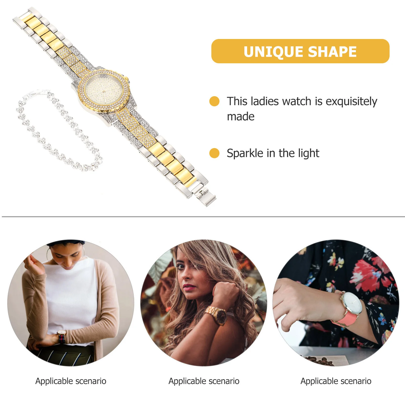 1Set Ladies Watch Bracelet Set Diamond Rhinestone Luxury Fashion Wristwatch for Women Formal Watch and Bracelet Set