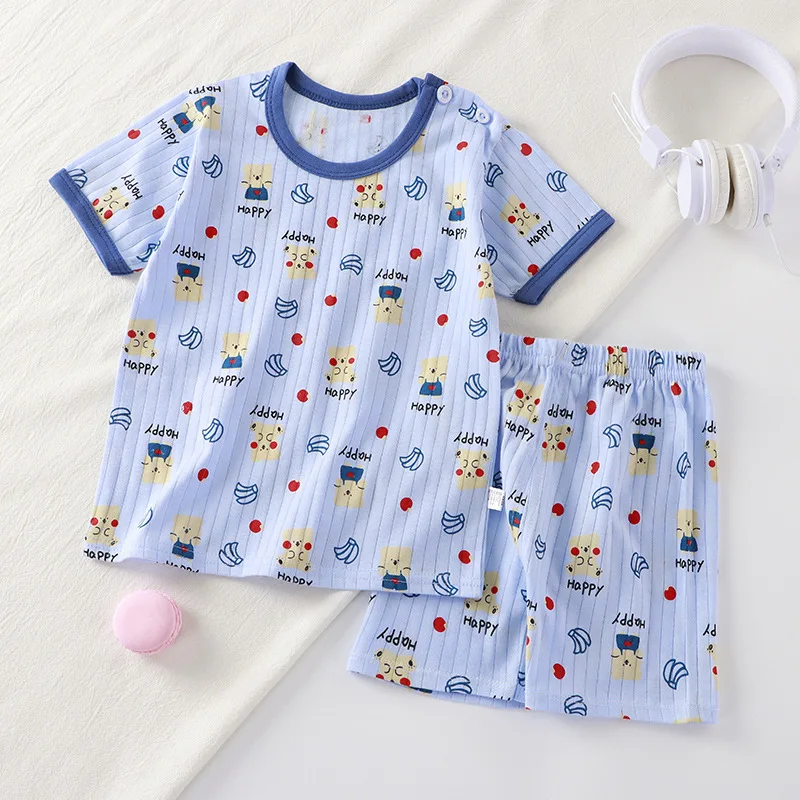 New Kids Boys Girls Summer Clothing Sets bambini Cute Cartoon Print t-shirt a maniche corte top con pantaloncini Toddler Baby pigiama