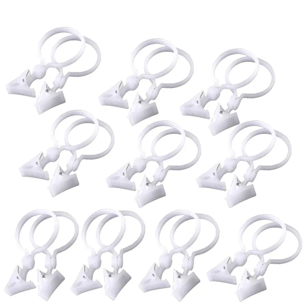 10Pcs Plastic Curtain Clips Round Shower Buckles 12x6cm Strong Stable Hold Installation for Bathroom Bedroom Living