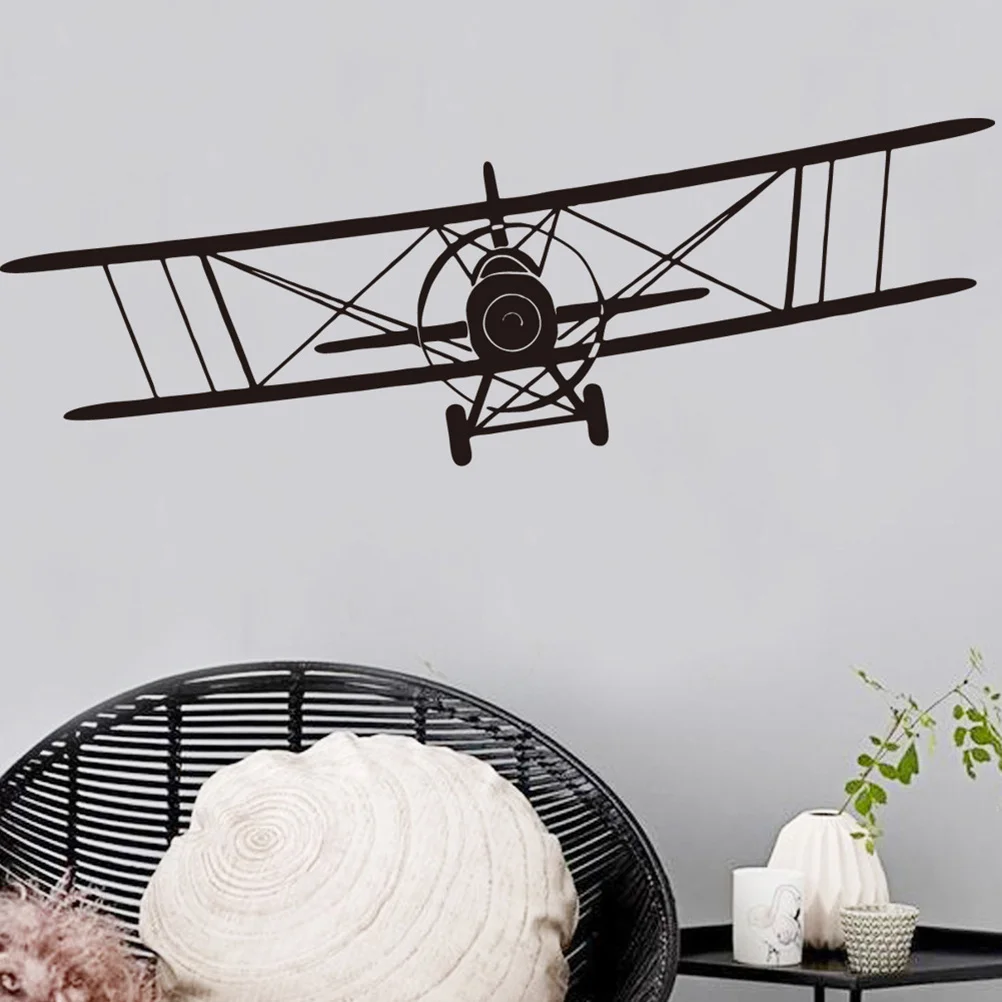 

2Pcs Easy Apply Remove Plane Wall Stickers Reusable Decals for Bedroom Living Room 57x20cm Black Wall Stickers