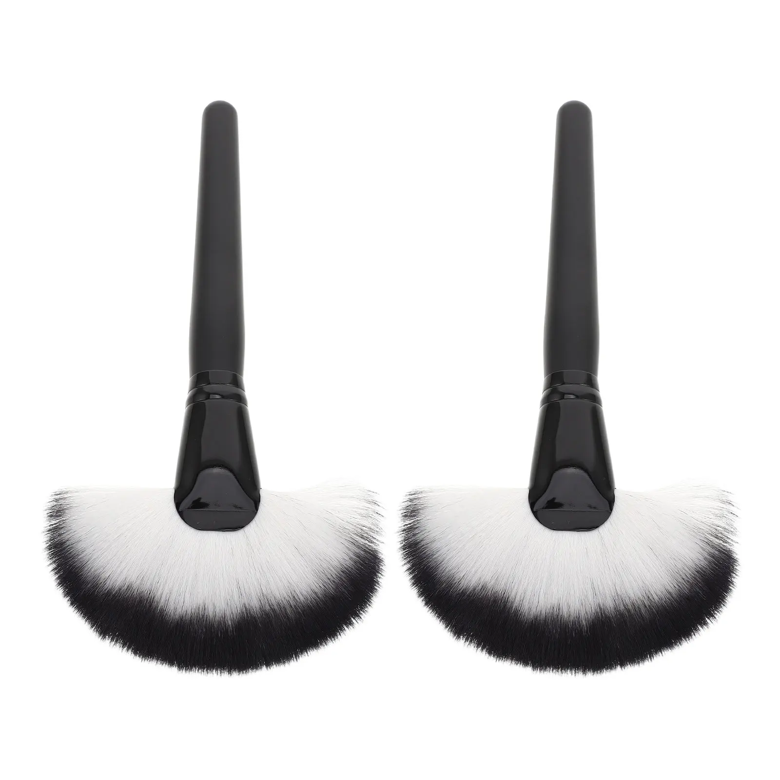 2Pcs Fan Makeup Brush Set Soft Synthetic Bristles for Blush Highlight Concealer Face Cosmetics Tools Portable for Women