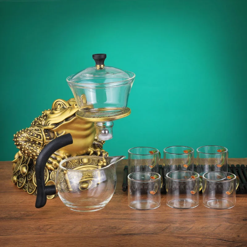 Brass Tea Set Golden Toad Ornament Home Craft Decoration