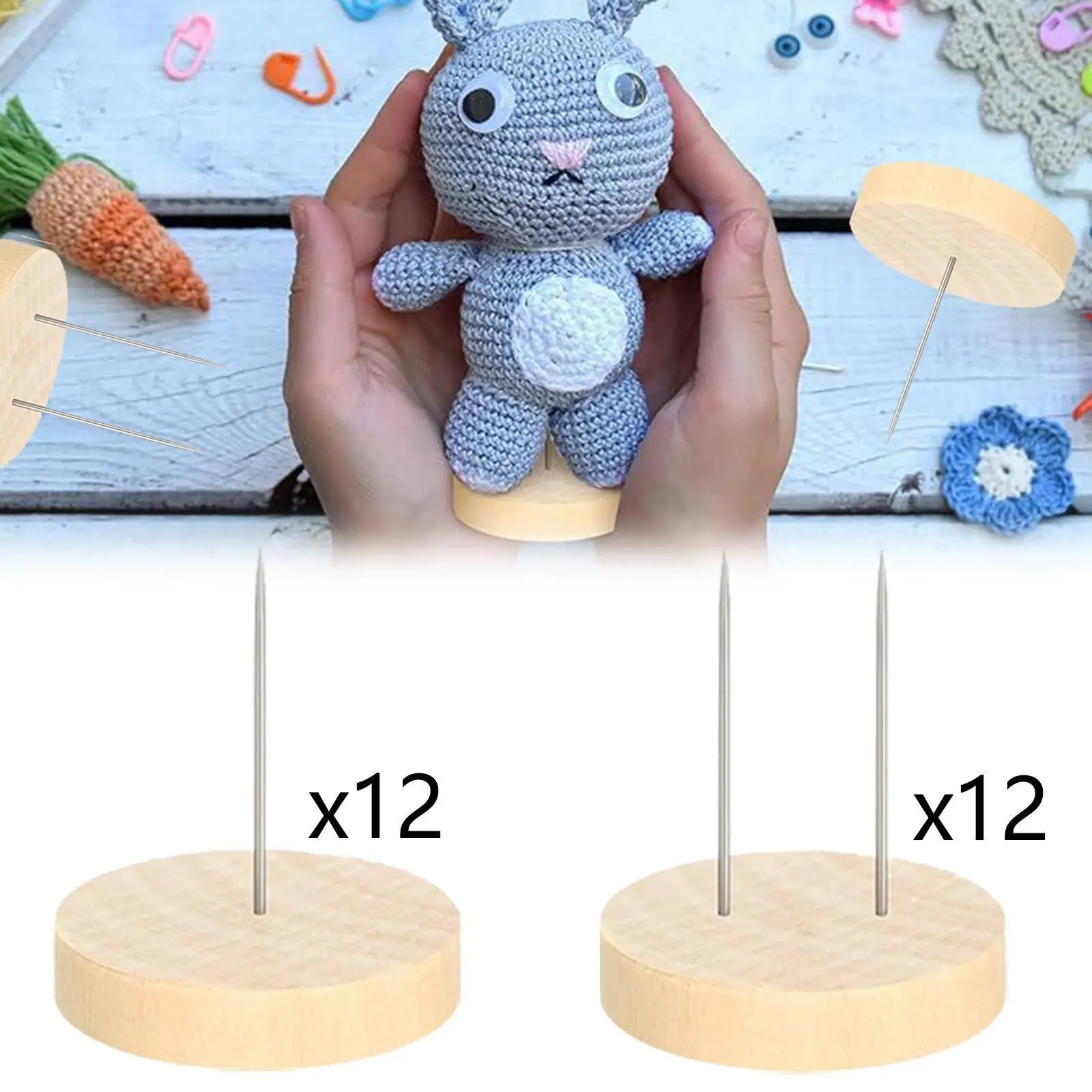 Portable Wooden Doll Stand Round Base Display Holder for Crochet Dolls Sewing Doll Showcase