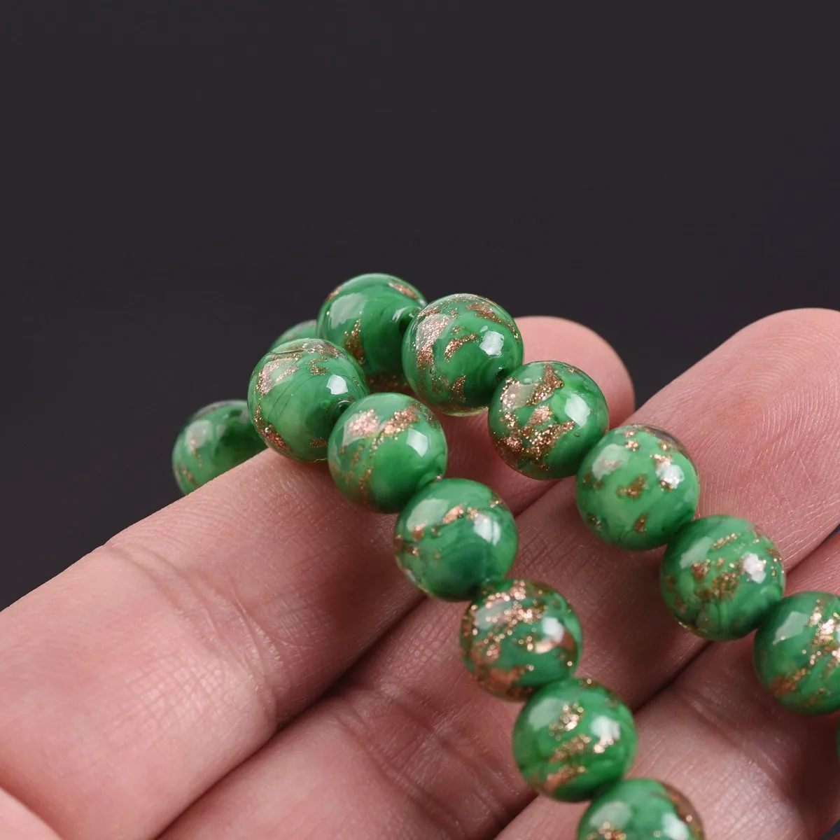 10 pièces rondes 8mm 10mm 12mm feuille de verre au chalumeau perles en vrac pour bricolage artisanat fabrication de bijoux accessoires résultats