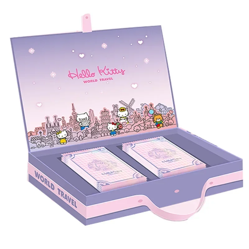 HelloKitty-Carte de collection de thème de voyage mondial pour enfants, véritable rose, carte de collection d'anime mignon, jeu de passe-temps, cadeau de jouet