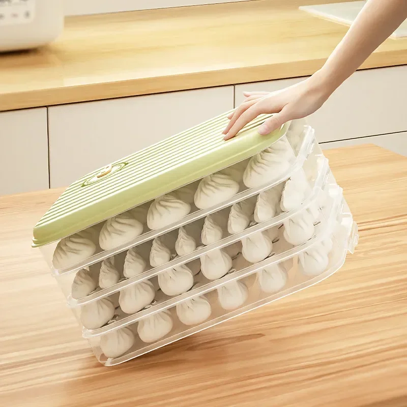 Multilayer Dumpling Box Household Food Egg Frozen Box Wonton Fresh-Keeping Organizers Quick Freezing Refrigerator Storage Box