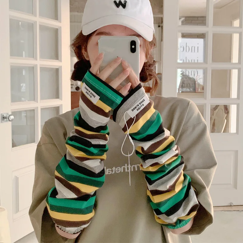 New Sunblock Sleeve Cotton Gloves Ice Silk Cycling Women's Ice Sleeve Arm Protector Arm Sleeve Loose Summer Hand Sleeve