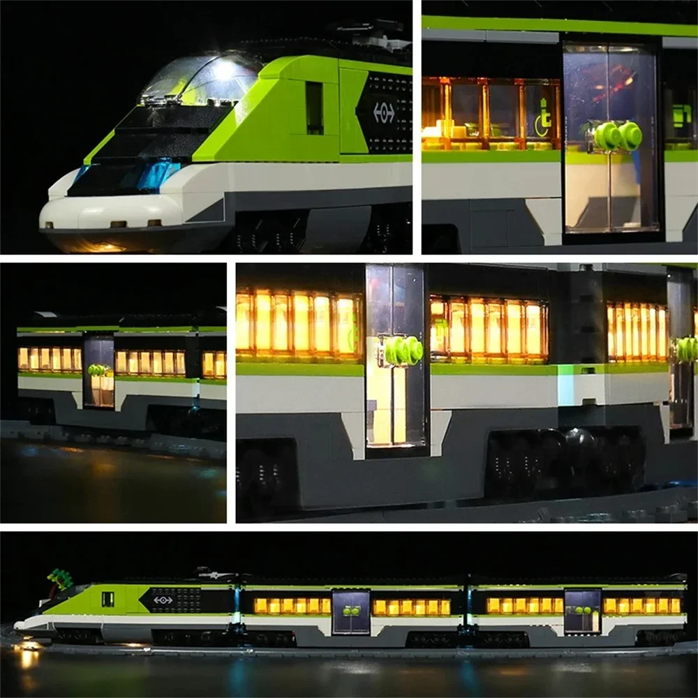 Juego de iluminación de tren de pasajeros exprés, modelo de tren de ciudad, no incluye bloques de construcción, solo luz Led, 60337