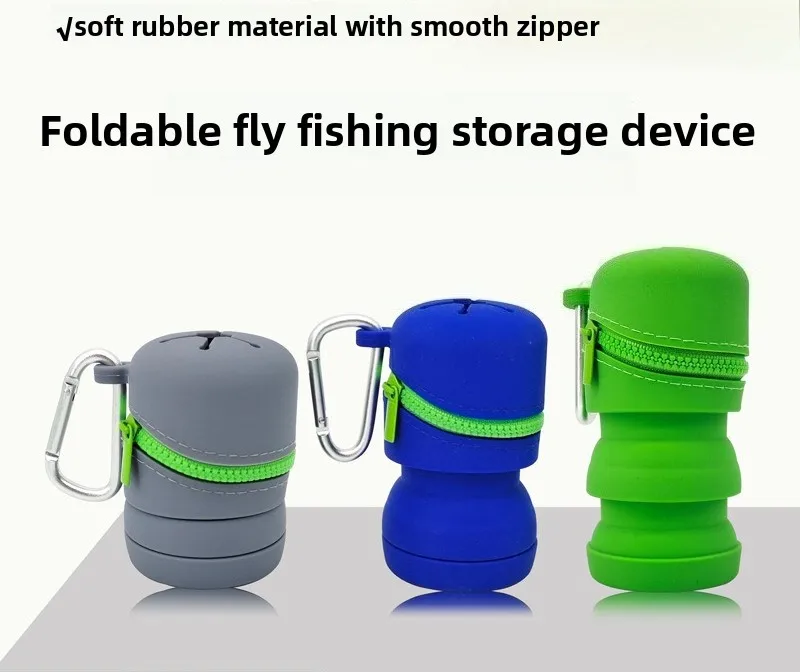 

Портативный многофункциональный мусорный контейнер с карабинами, складной силиконовый ящик для рыболовных принадлежностей с молнией, коробка для нахлыстовой рыбалки