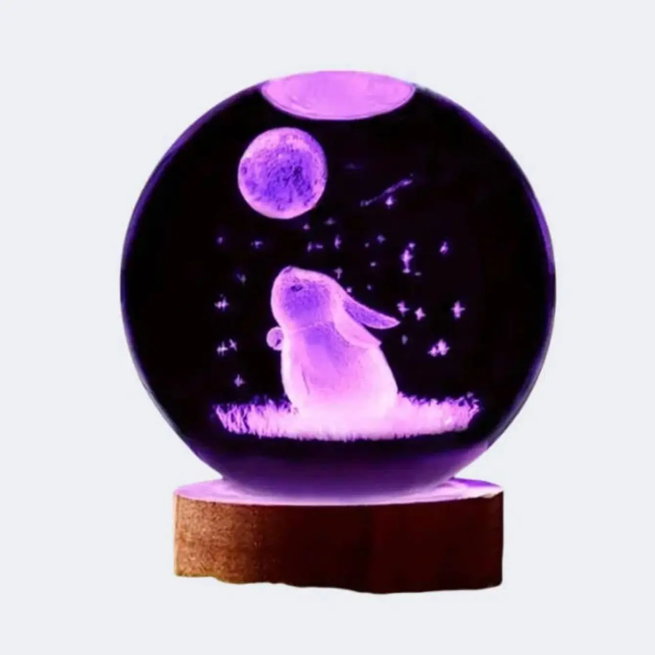 1pc 3D carved rabbit Moon crystal ball decoration, various colors of nightlights, gifts for mom, gifts for her/him, gifts for gi