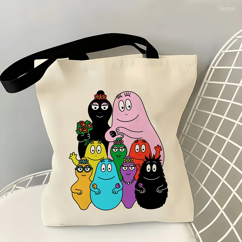 

1 шт., большая вместительная сумка для колледжа с героями мультфильмов Barbapapa для девочек, женские сумки-шопперы, сумка для покупок, большая сумка на плечо