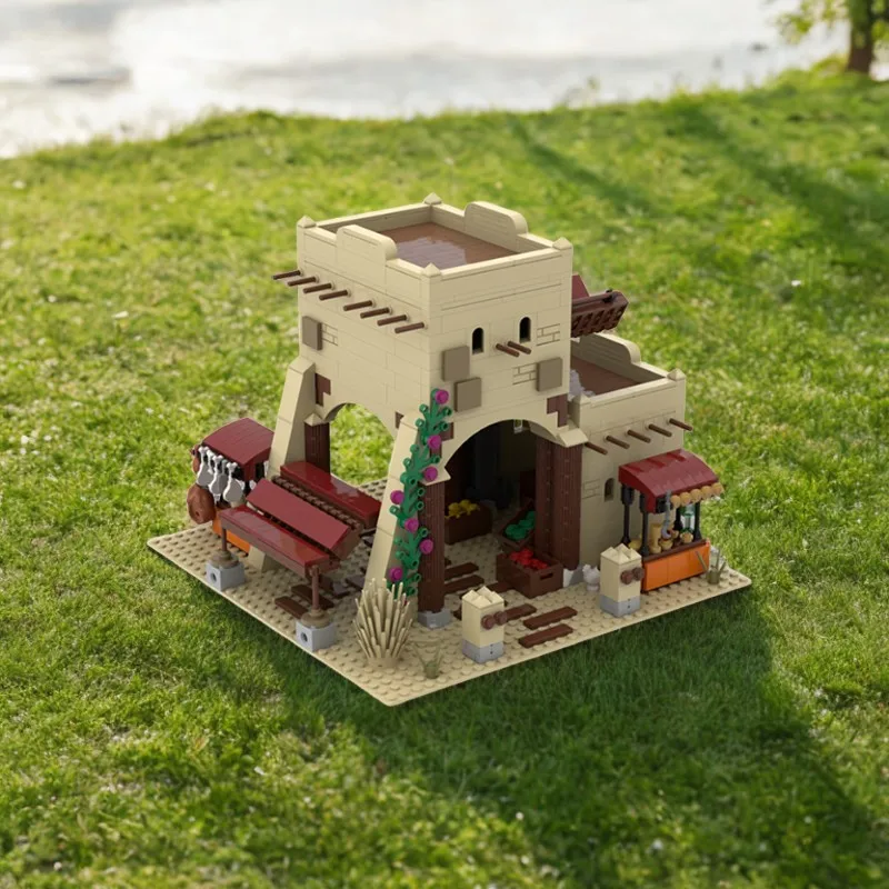 1094 Uds. MOC Escena del desierto Modular mercado del desierto arquitectura exótica DIY modelo bloques de construcción juguetes de cumpleaños regalo