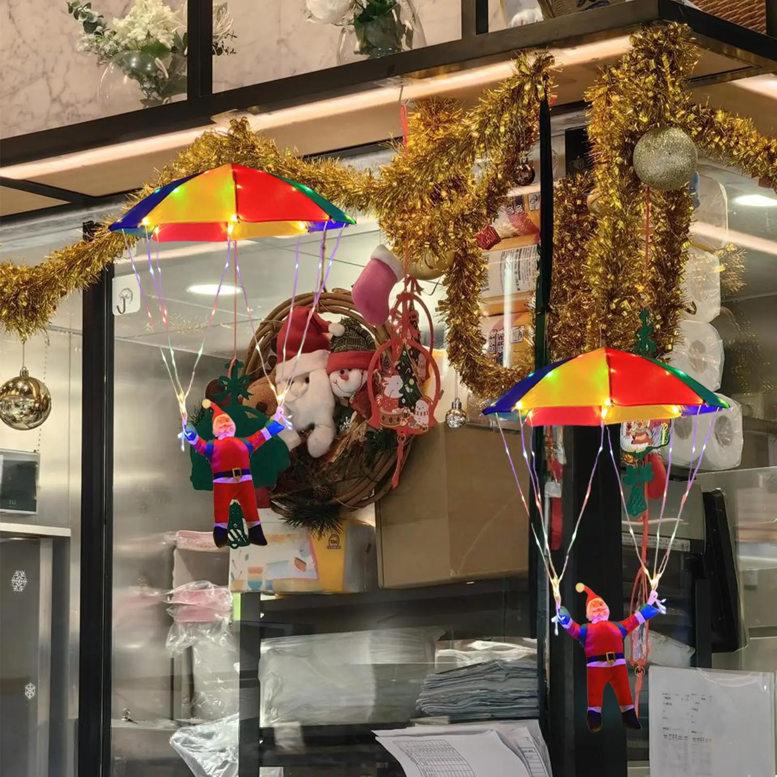 LED أضواء عيد الميلاد المظلة سانتا LED سلسلة أضواء مقاوم للماء الإضاءة المحيطة مع 8 طرق ل شجرة حفلة ساحة نافذة الفناء