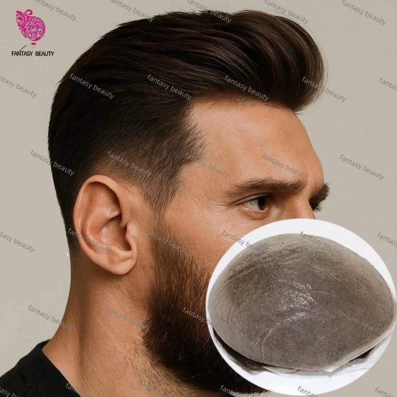 

Мужской топпер из 100% человеческих волос с V-образной петлей, супер тонкая кожа, искусственная передняя линия волос # 4 # 6 # 7. Коричневый черный парик для парика с системой волос для мужчин.