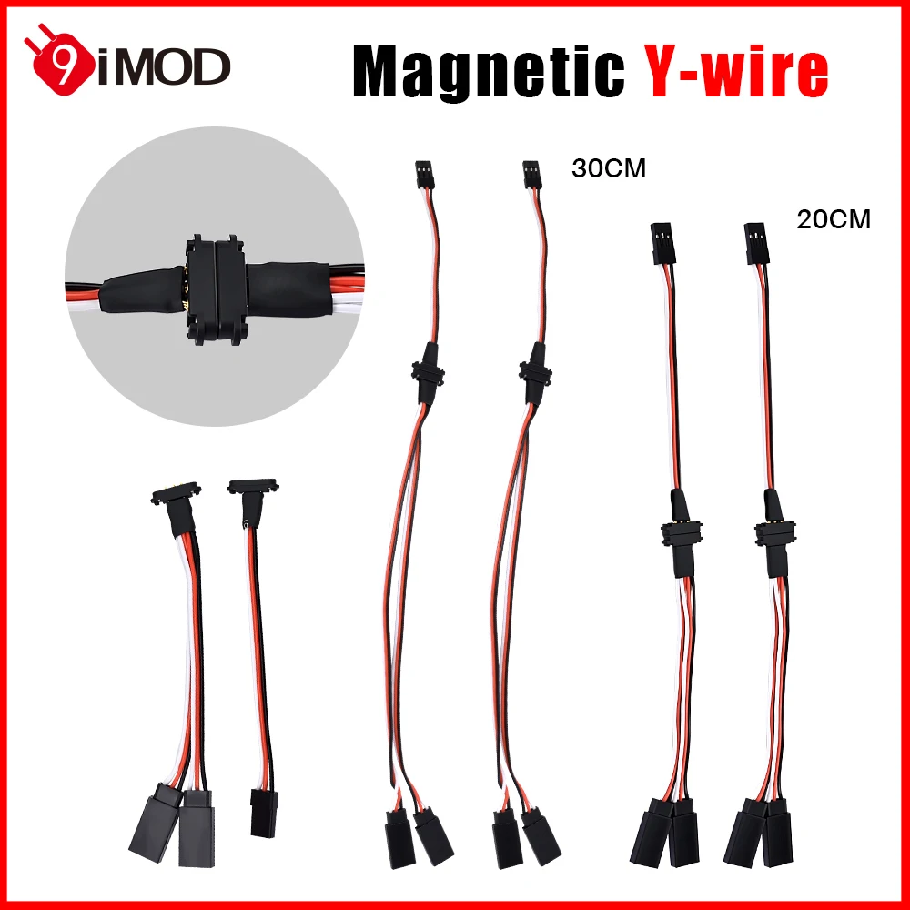 9IMOD 20CM 30CM Magnetic Model Cable 3-Pin Magnetic Y-wire For RC Cars Boat Plane