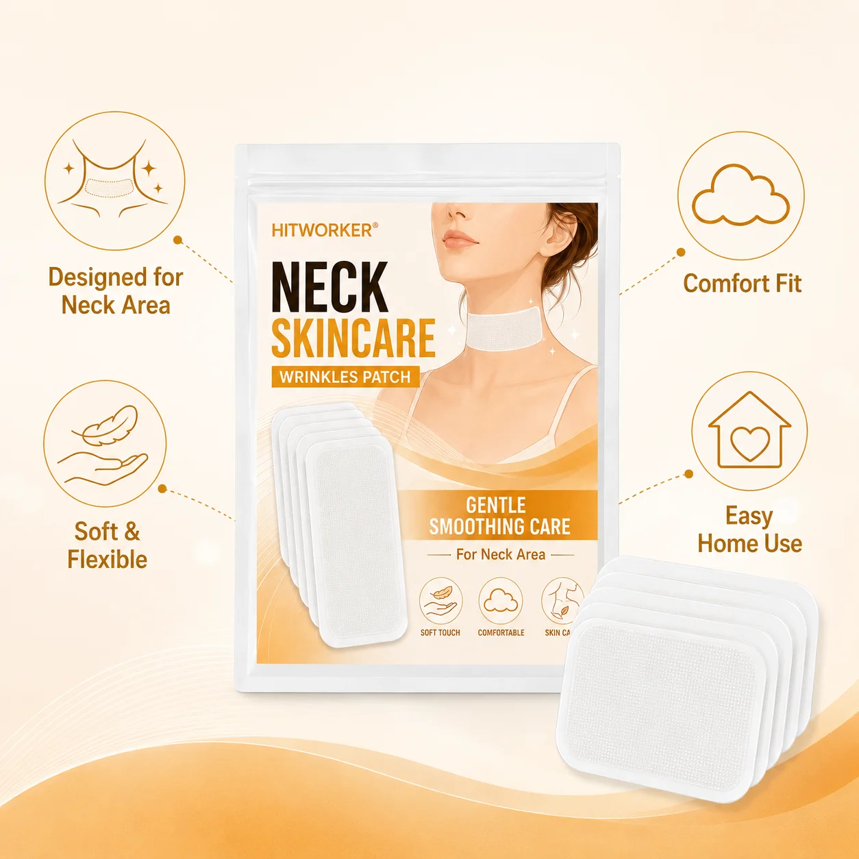 Pack of 5 Neck Beauty Patches – Soft Neck Care Patches, Ultra-Thin Neck Patches for Women’s Daily Beauty Care