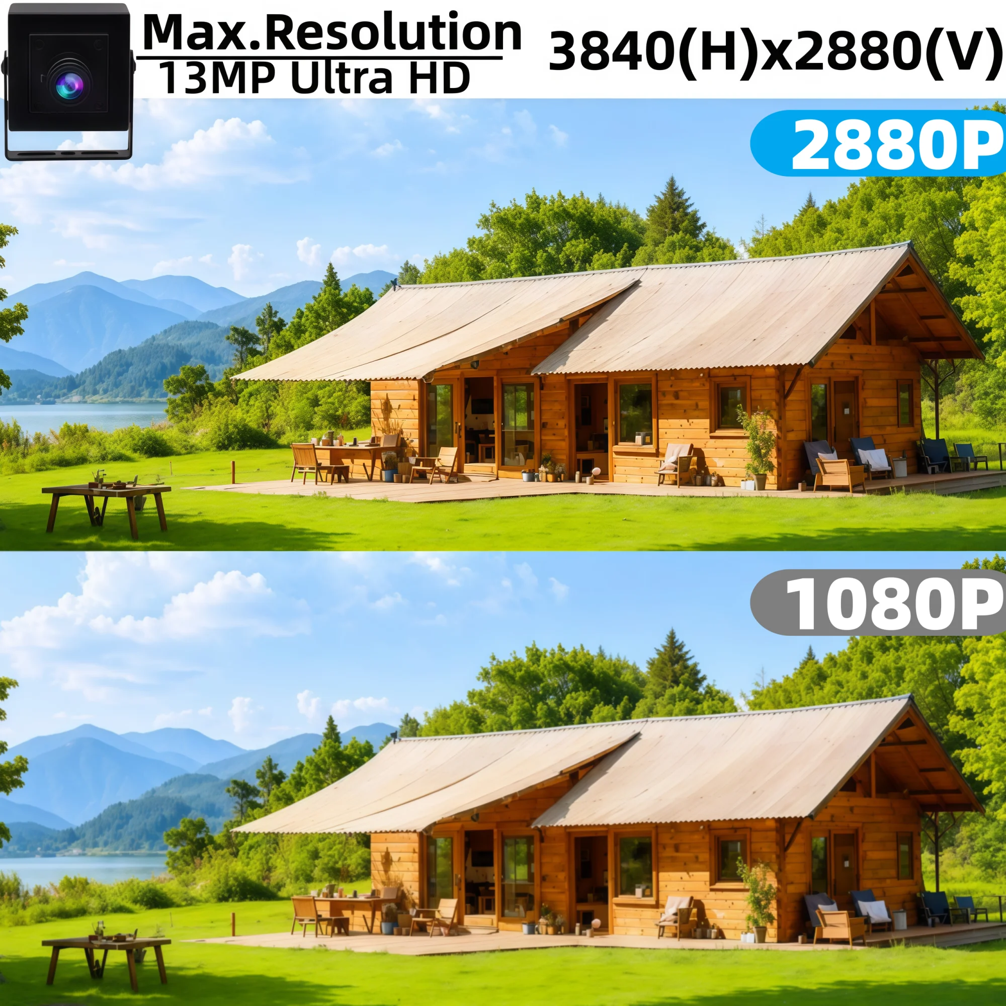 ELP 13MP USB Camera 100 Degree Wide Angle Ultra HD Mini Webcam 2880P CMOS IMX214 Sensor IP Camera for Home Security Surveillance
