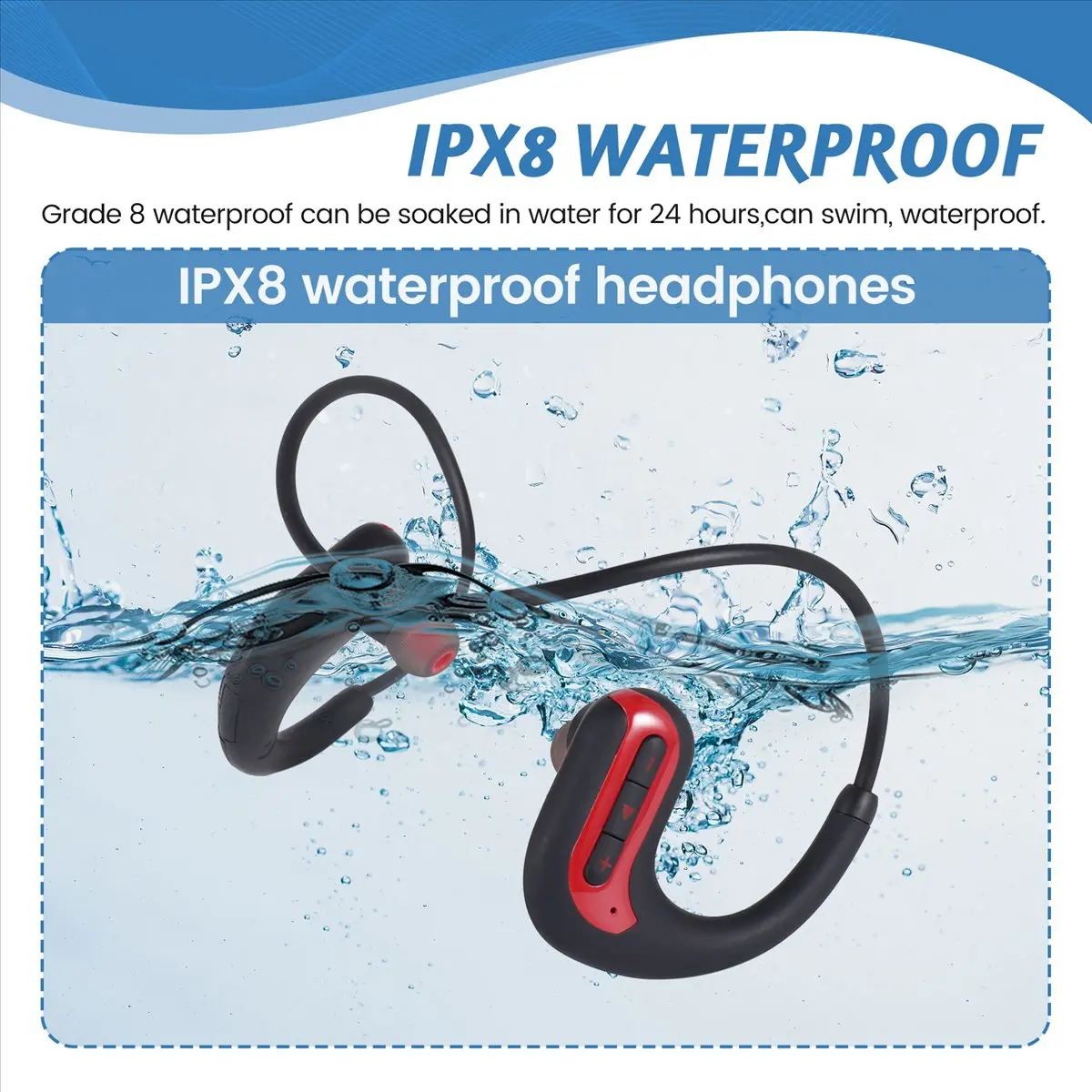 A561Z~Wireless Earphones IPX8 S1200 Waterproof Swimming Headphone Sports Earbuds Bluetooth Headset Stereo 8G MP3 Player