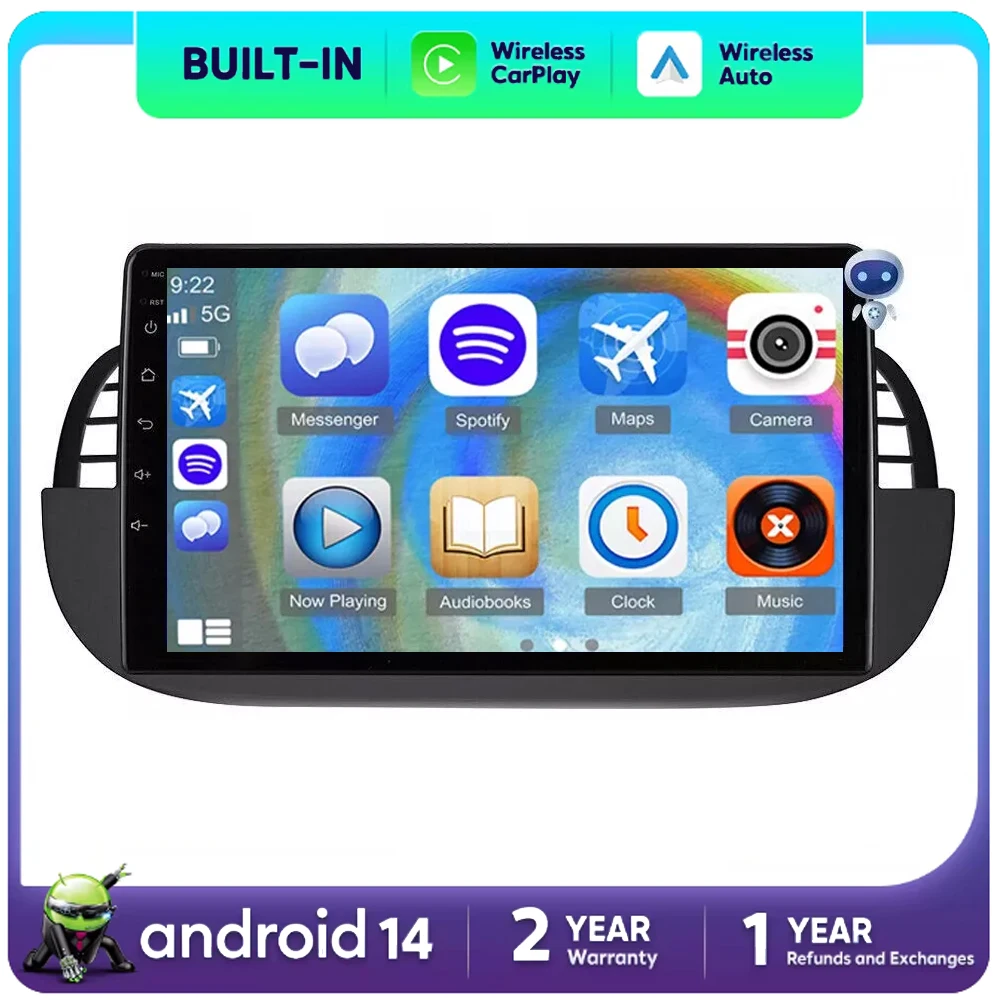 

Android 14 Car Radio Multimedia For FIAT 500 2007-2015 Radio Android Auto Stereo WIFI CarPlay Audio Mp4 2 Din GPS Player
