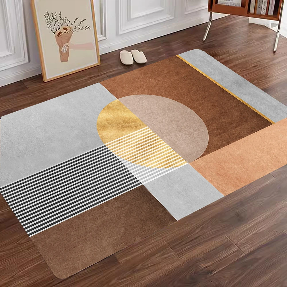 Geometric Living Room Mat Diatom Mud Carpet Kitchen Bathroom Entry Door Mats Home Water-absorbent Mats Rubber Bath Floor Mats