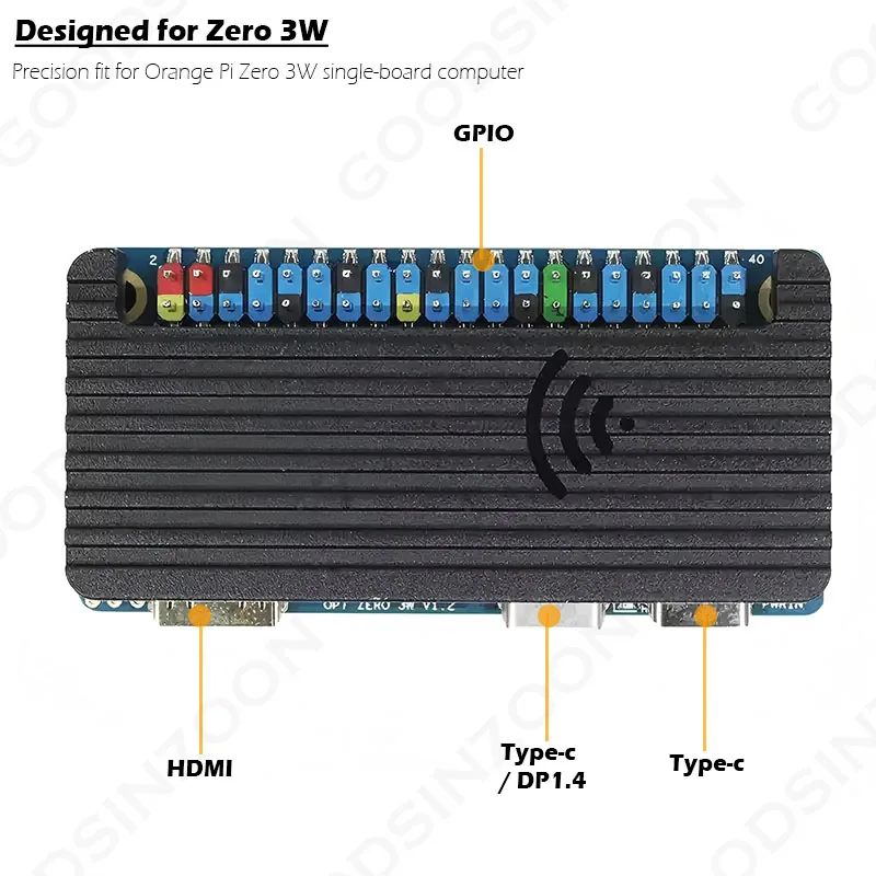 Orange Pi Zero 3W Aluminum Cooling Case – Thermal Shell with Silicone Pads & Screw Kit for OrangePi Zero 3 W