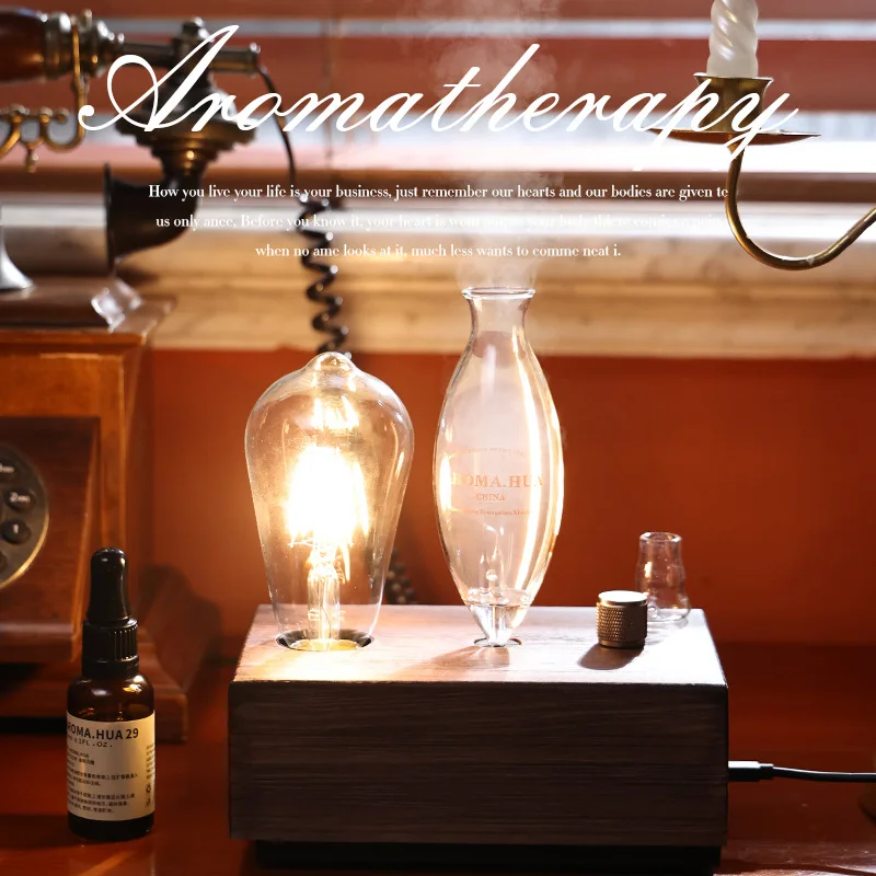 Aroma Diffuser Vintage Tungsten Filament Lamp Aromatherapy Machine Humidifier Lighting Sandalwood Pure Essential Oil Diffuser