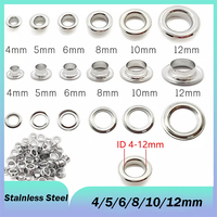 4mm~12mm Stainless Steel Round Eyelets Grommets Silver With Washer Grommet For DIY Leathercraft Repair Shoes Bag Clothing