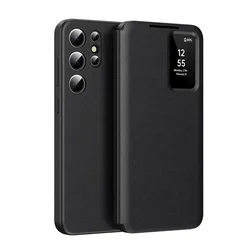 Leather Windows Card Slot Holder Phone Case for Samsung S25 Edge S24 S26 Ultra S23 S22 Plus A55 A56 A17 Wallet Protective Cover
