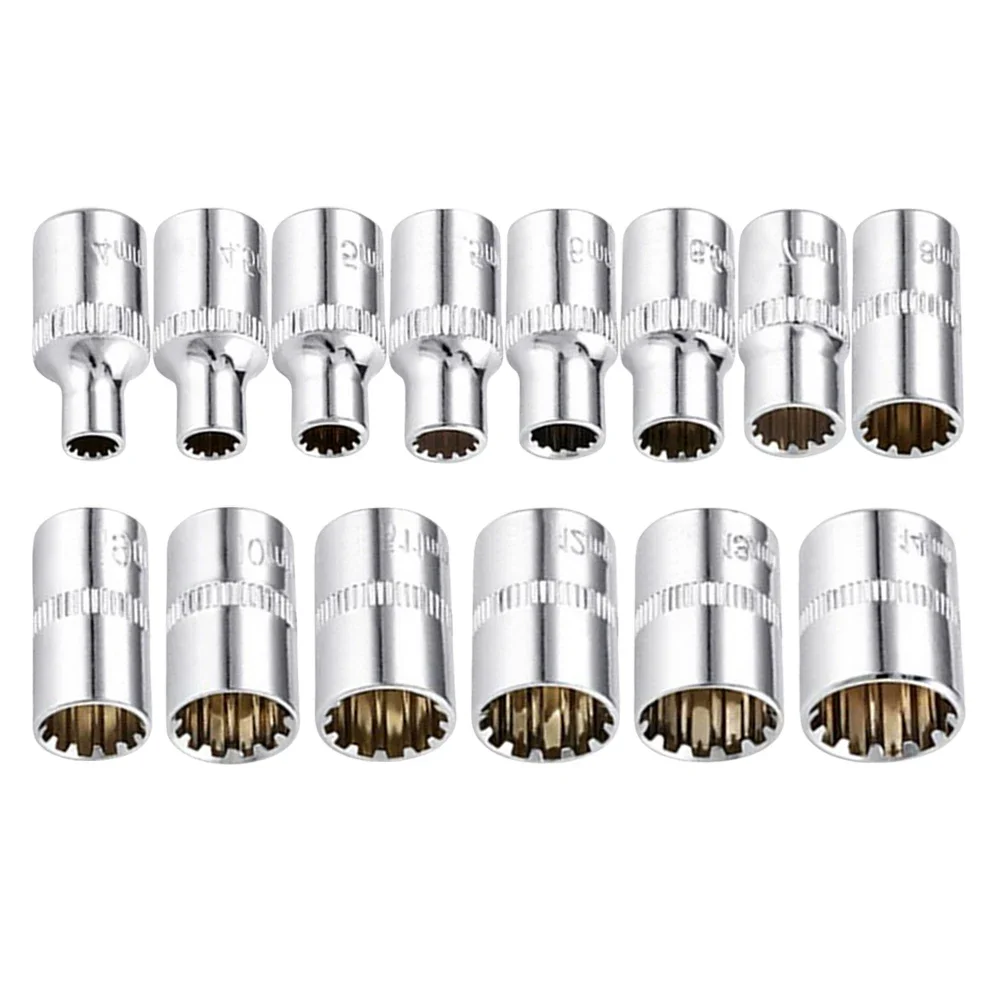 1pc 12 Point Socket Bit 1/4 Square Drive Mirror Short Head For Ratchet Wrench 4/4.5/5/5.5/6/7/9/10/11/12/13/14mm Hand Tools