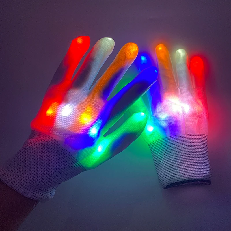 

1Pair LED Luminous Gloves Halloween Party Light Props Luminous Flashing Skull Gloves Stage Performance Costume Event Party Decor