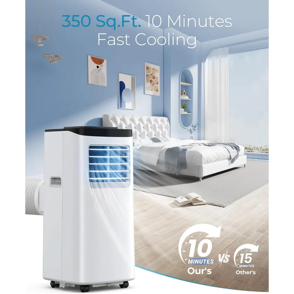 10000BTU portable air conditioner with built-in dehumidifier fan mode, suitable for a room area of 350 square feet