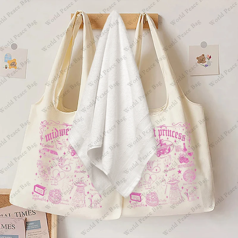 1 pz The Midwest Princess Pink Club pattern Tote Bag letteratura borsa a tracolla illustrazione ragazza Book Bag