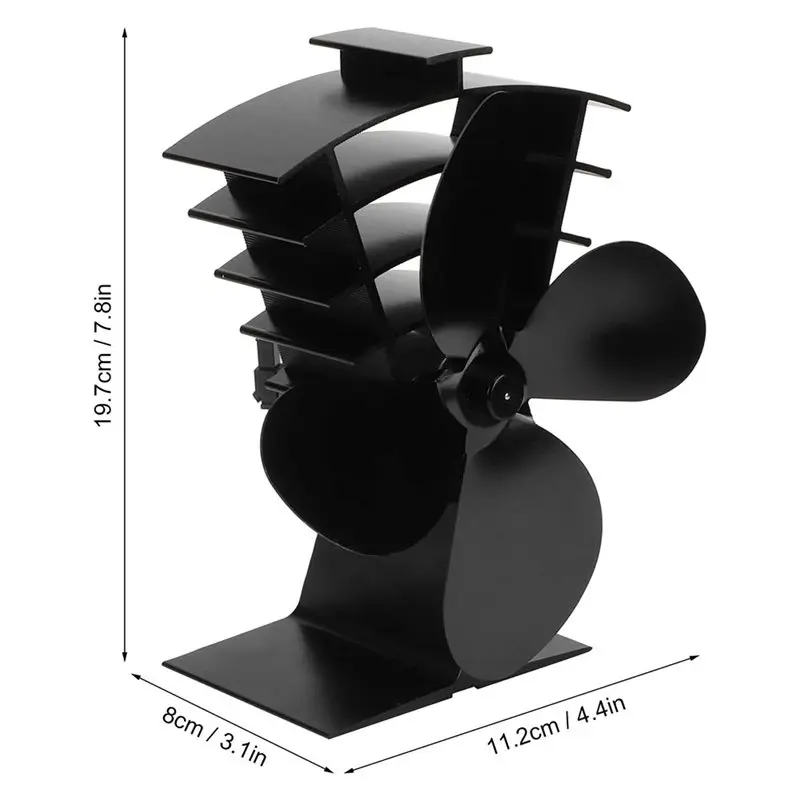 High Temperature Wood Stove Fan Aluminum Withstand Stand Heat Powered 4 Blades Wood Stove With Safety Device