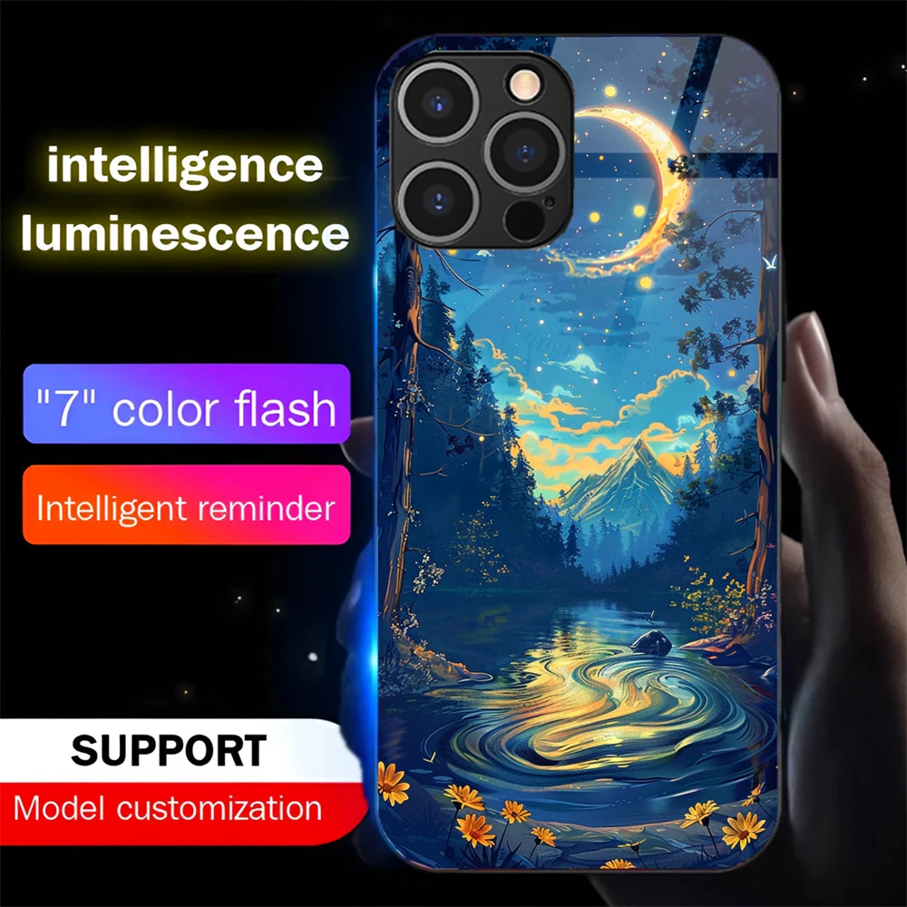 

Starry Sky Forest LED Light Up Phone Case Glowing Back Cover For Samsung S25 S24 S23 S22 S21 S20 FE Note 10 20 Plus Ultra