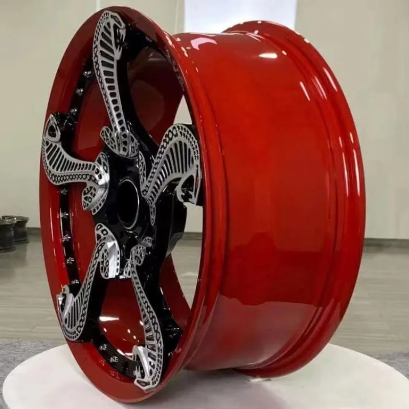 17-18 Inch Red Forged Alloy Wheel Rims Universal Sports Car Aftermarket Replacement Wheels