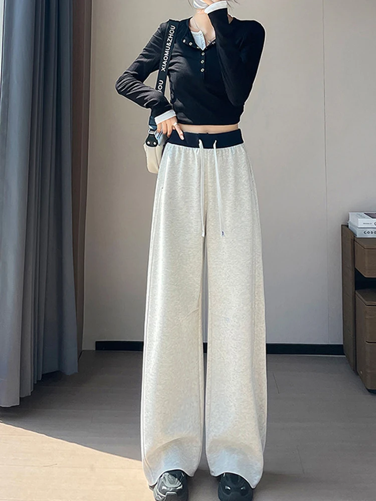 Bending knife casual pants women in autumn 2025 new loose and slim fit narrow version wide leg straight leg sports pants