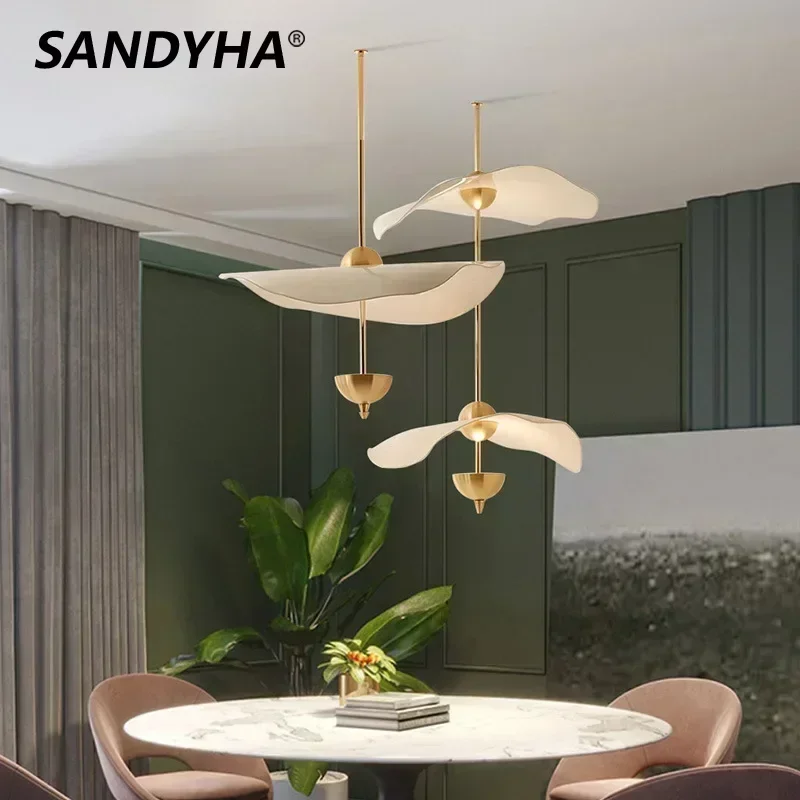 

SANDYHA Modern Led Chandeliers Acrylic Lampshade Pendant Lamp Living Room Dining Kitchen Island Lighting Home Decor Fixtures