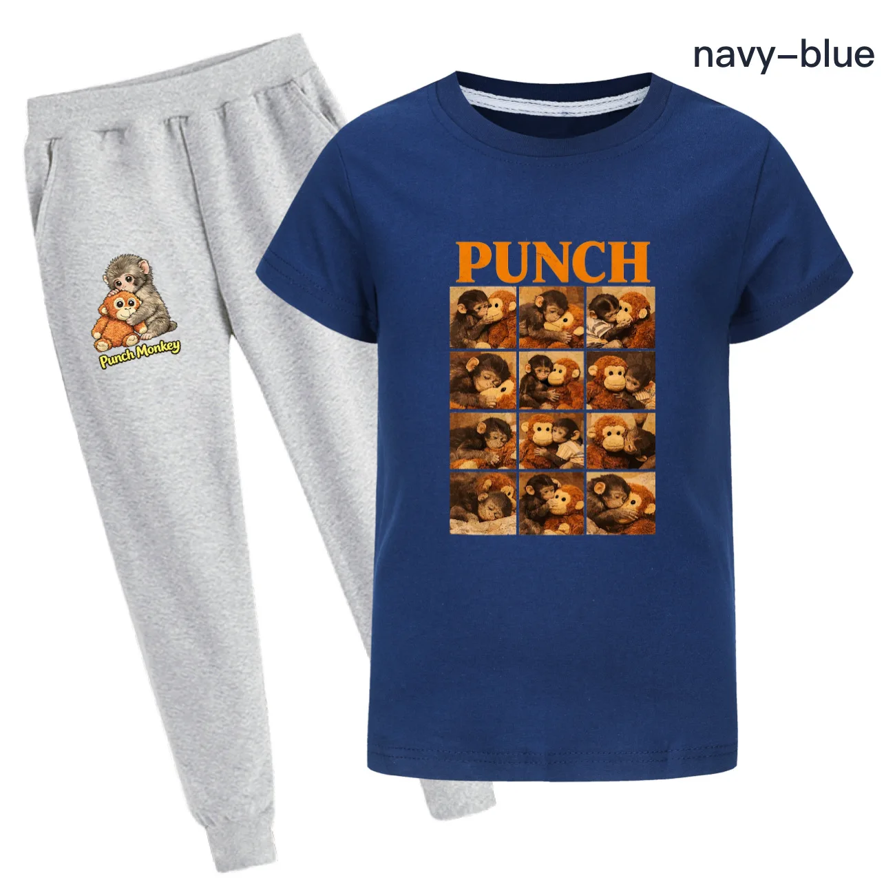 Children's Punch Monkey Sleepwear Set Funny Print Cotton Nightwear Toddler Outfits for Boys And Girls