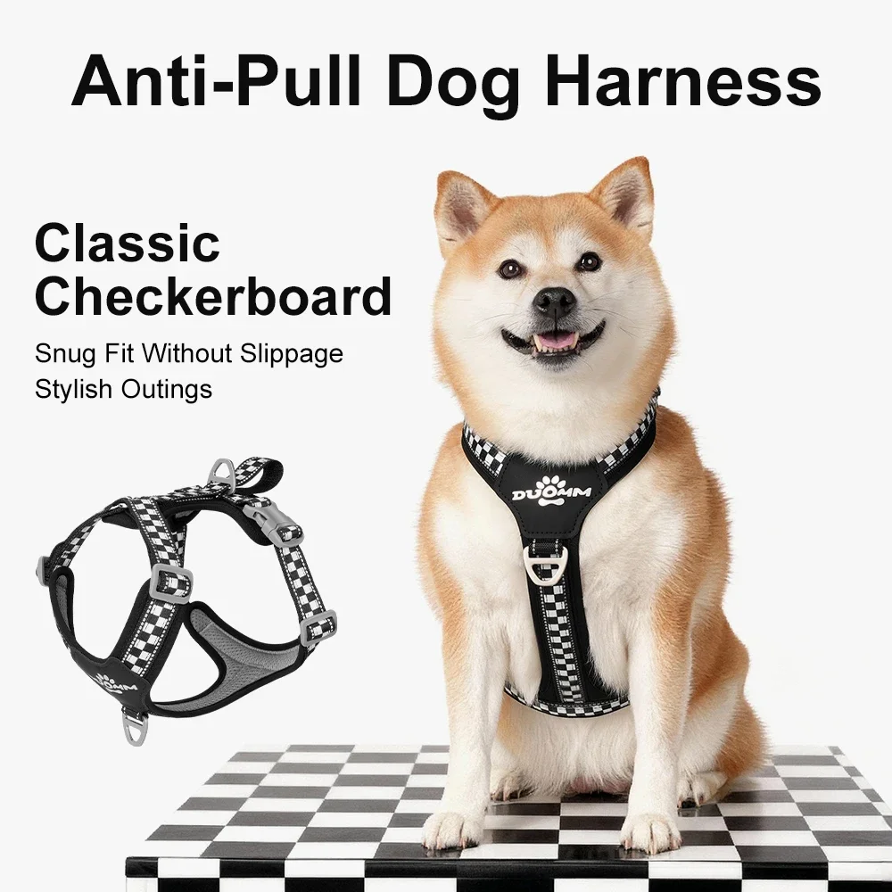 

Classic checkerboard pattern pet harness Straps for dogs Clothes dog chest harness dog body harness