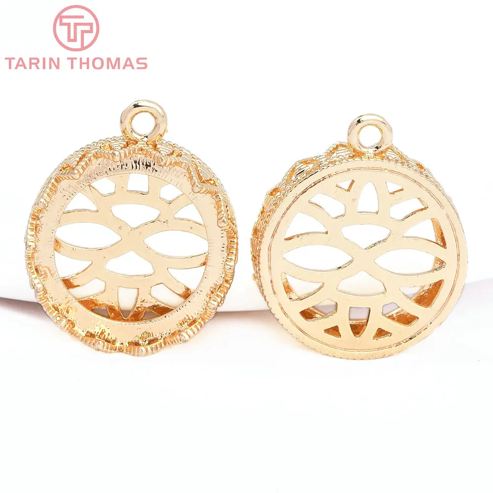 (502) 6PCS Inner 13x18MM 24K Gold Color Plated Brass Oval Shaped Base Charms Pendants High Quality DIY Jewelry Making Findings