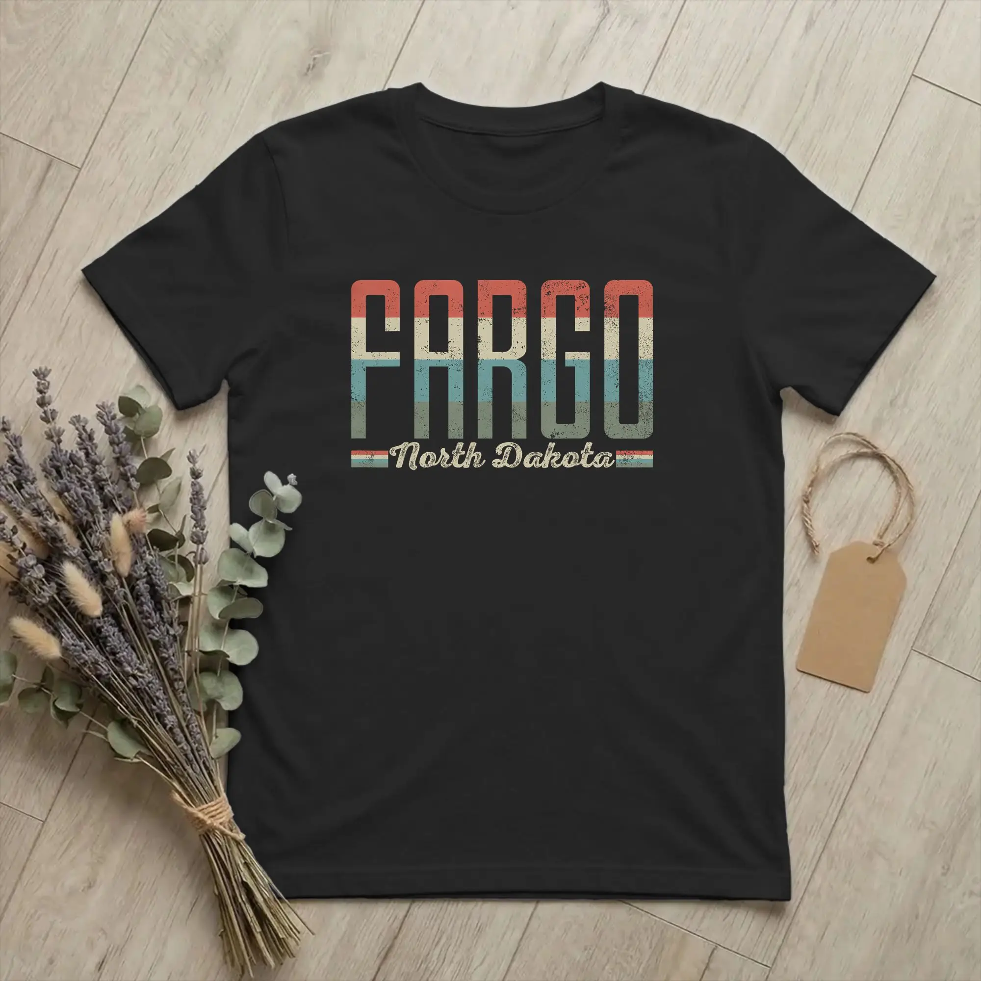 Fargo North Dakota Souvenir‌ T-Shirts for Men France Travel Pure Cotton Tee Shirt Crew Neck Short Sleeve T Shirt Printed Clothes