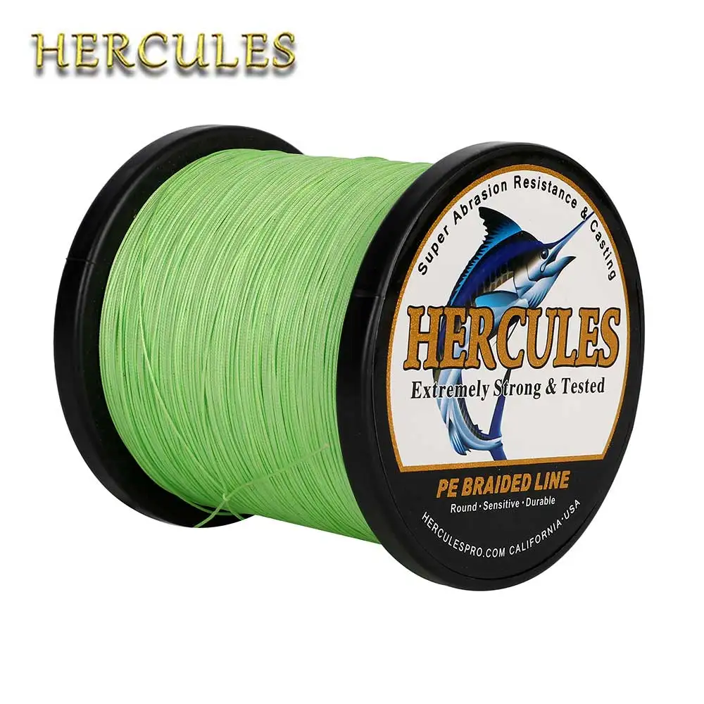 Hercules Fishing Line 12 Strands 100M-2000M Braid  Fishingline Fluorescent Green 10 to 420LB Super Pe  Tresse Peche Saltwater