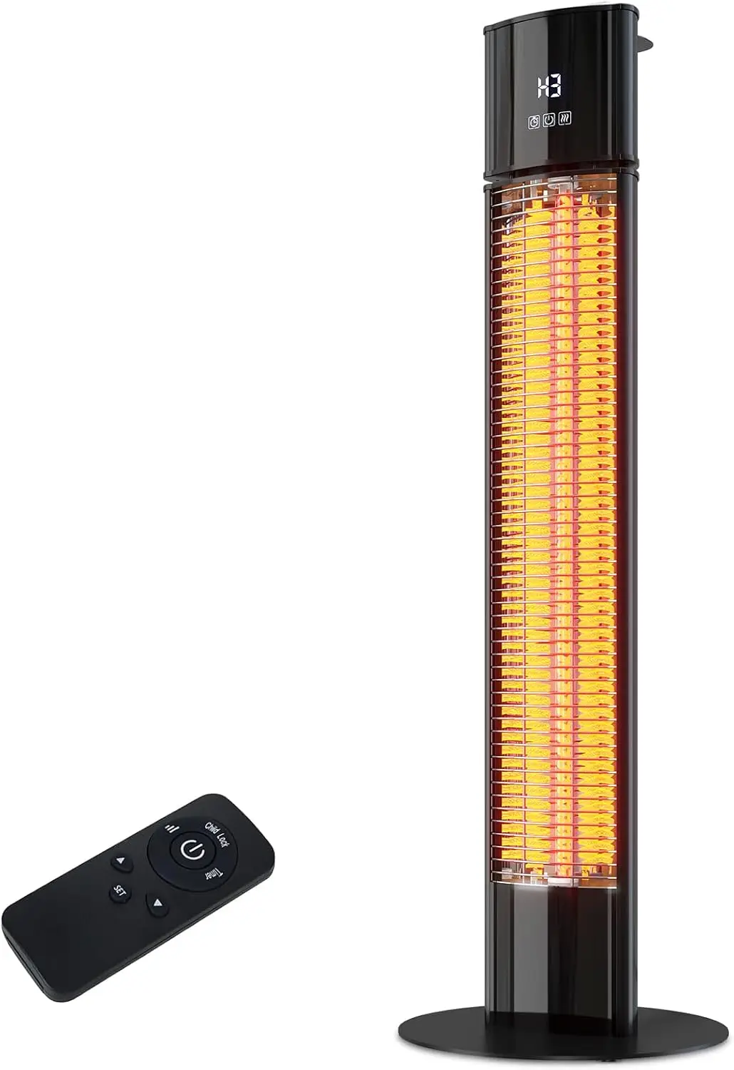 Portable Outdoot Electric Heater, Infrared Patio Heater for Outdoor/Indoor Use, garage heater electric, 1500W, BLACK