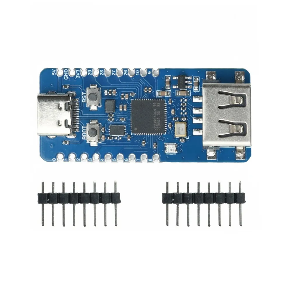 RP2350A MCU Board Type-C Powered USB-A Expansion W25Q16 Flash BOOT Reset Buttons Compact Half-hole Embedded Controller Module