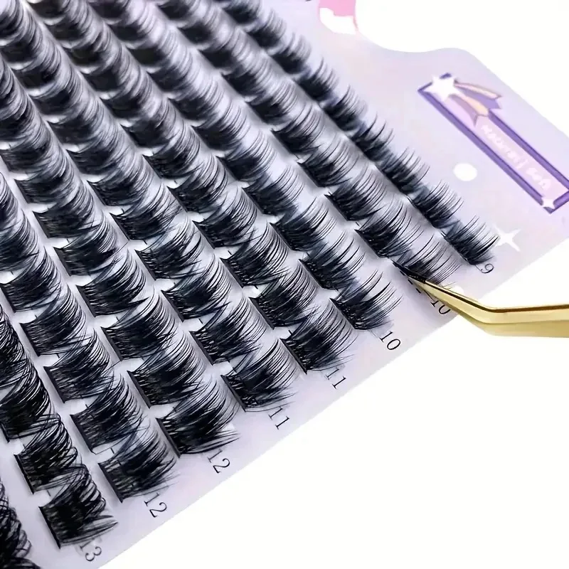 168PCS Fluffy Lash Clusters 0.07mm D Curl 9-16mm Mixed Natural 3D Volume DIY Individual Eyelash Extensions