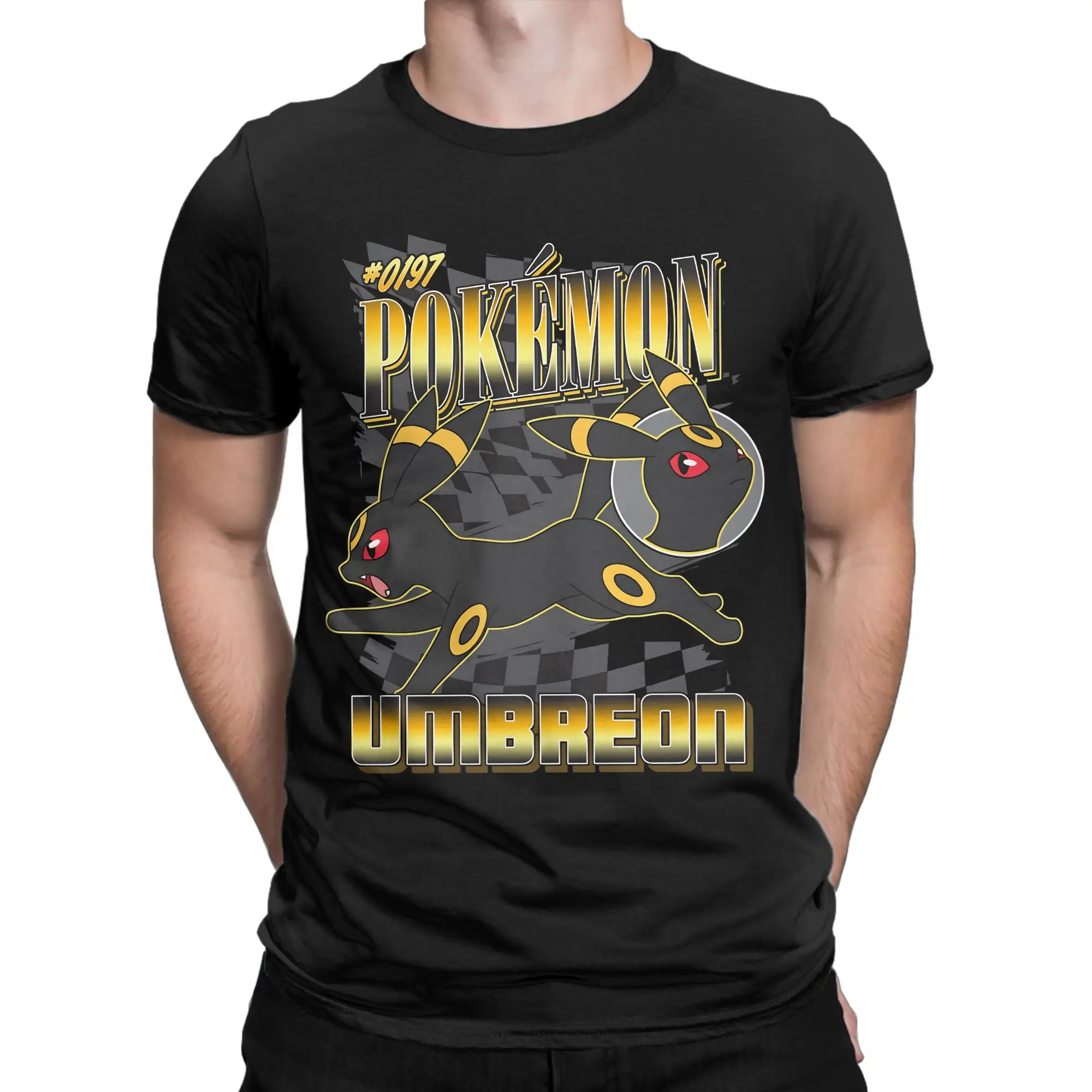 Men T-Shirts Pokemon Umbreon Crazy Pure Cotton Tee Shirt Short Sleeve  T Shirt Round Neck Clothing Plus Size