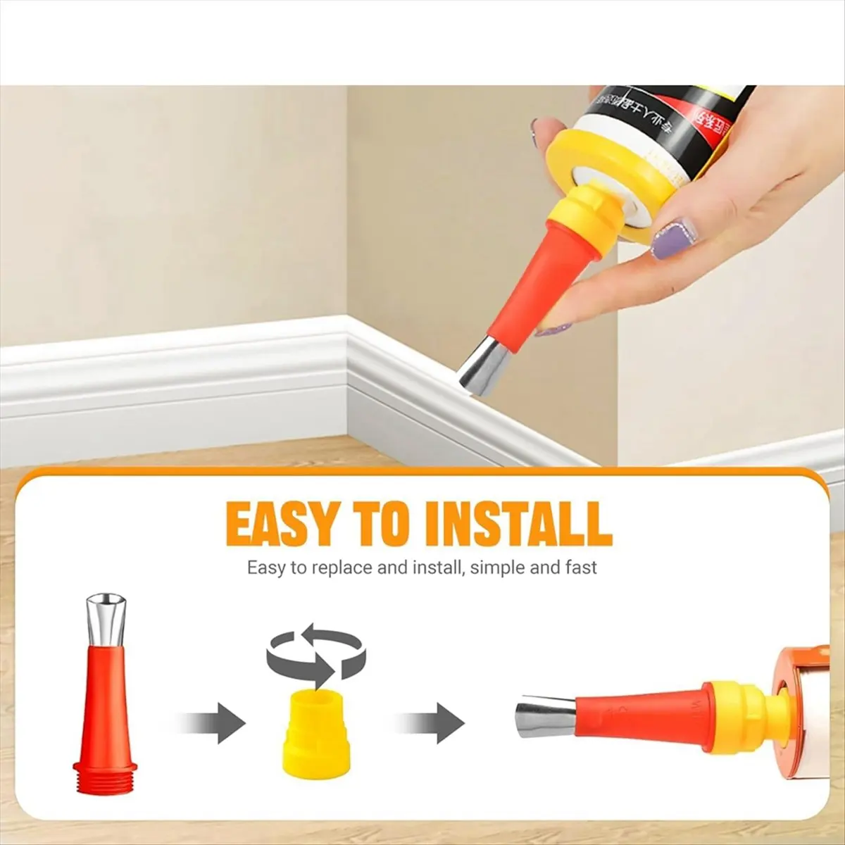A13M Universal Integrated Rubber Nozzle Tool Set, 33 Piece Caulking Tool Stainless Steel Caulking Nozzle Applicator Set